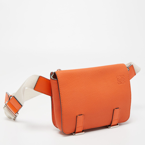 LOEWE Orange/Beige Grained Leather Military Belt Bag - Picture 3 of 8